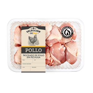 SELECCIÓN DE DIA pollo troceado sin pechuga formato familiar bandeja (peso aprox. 1.2 Kg)