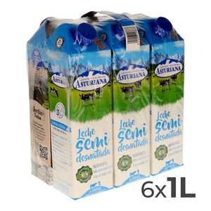 ASTURIANA leche semidesnatada envase 1 lt PACK 6