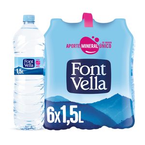 FONT VELLA agua mineral natural botella 1.5 lt PACK 6