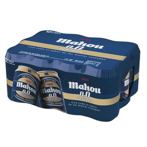 MAHOU cerveza tostada 0,0% alcohol pack 12 latas 33 cl