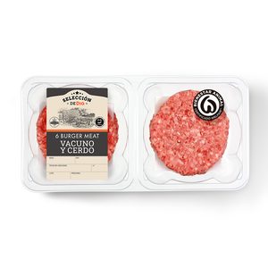 SELECCIÓN DE DIA hamburguesas de cerdo y vacuno bandeja 6 uds 540 gr