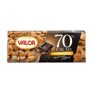 VALOR chocolate negro 70% con almendras tableta 250 gr